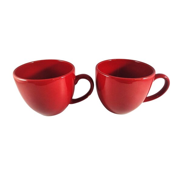 Waechtersbach Germany Red Ceramic Coffee Mugs-Set of 2 - Picture 1 of 10